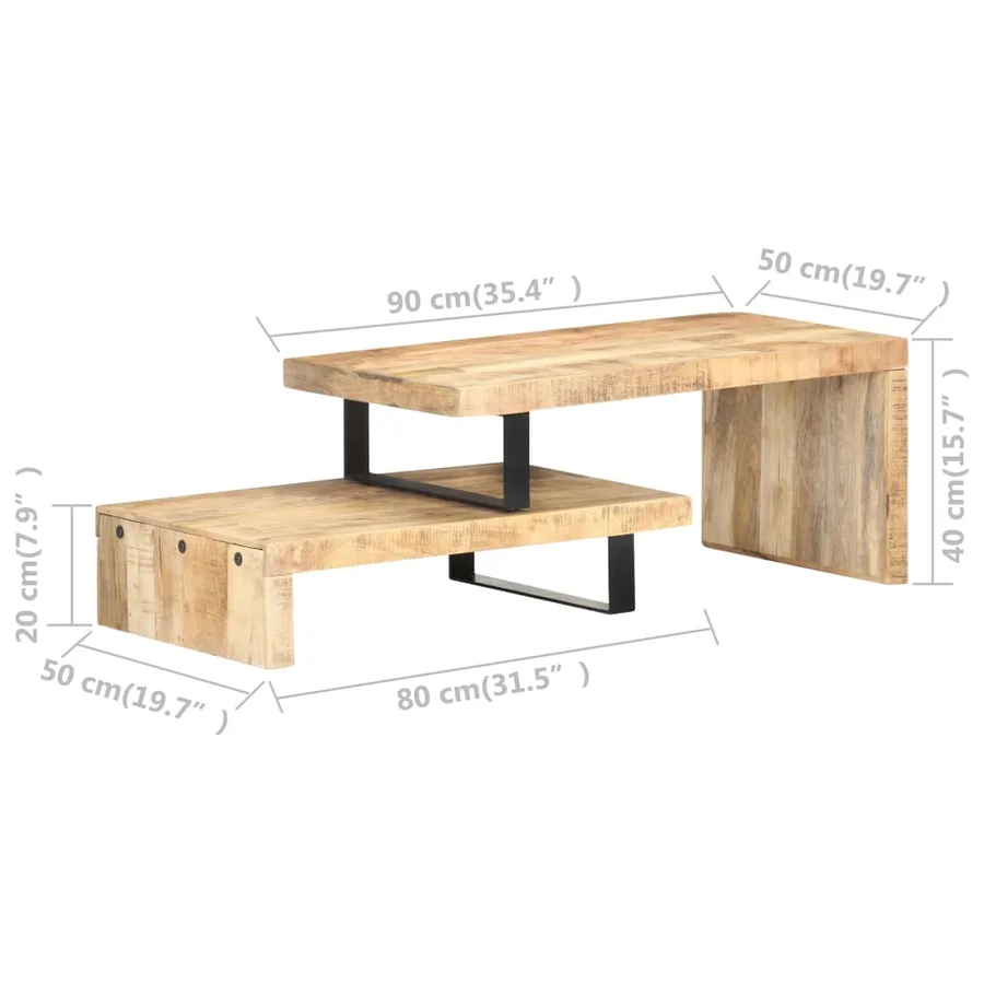 Ensemble de table basse 2 pcs Bois de manguier massif - 8