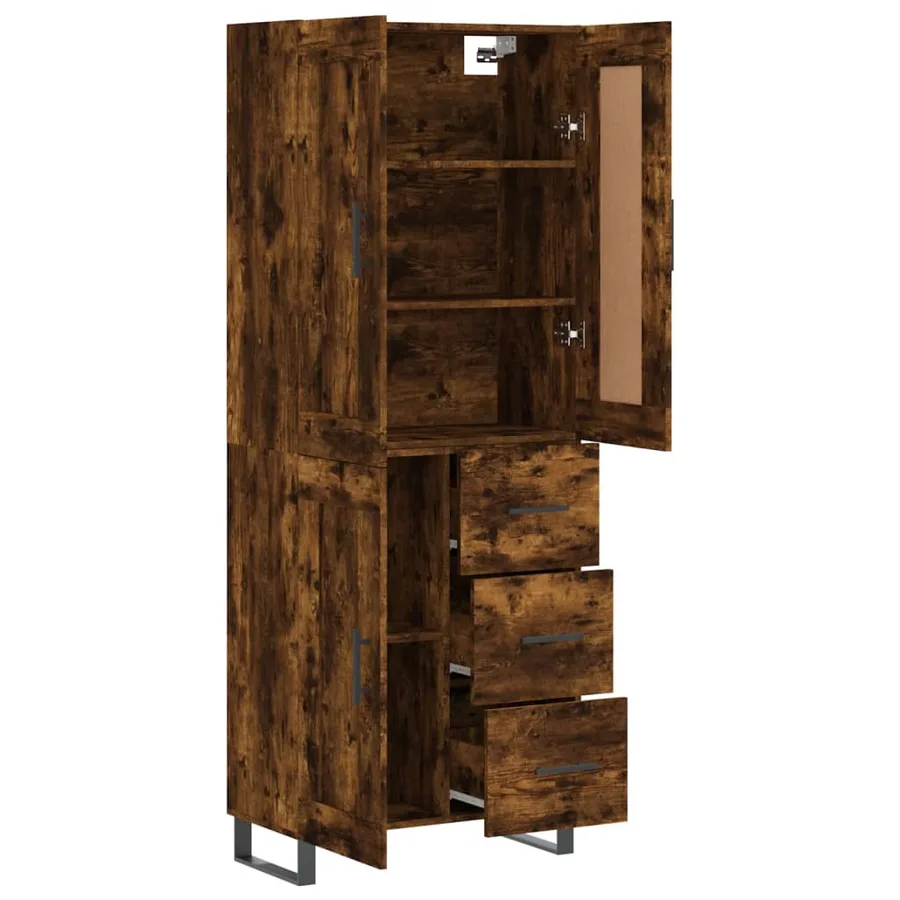 Buffet haut Chêne fumé 69,5x34x180 cm Bois d'ingénierie - 4