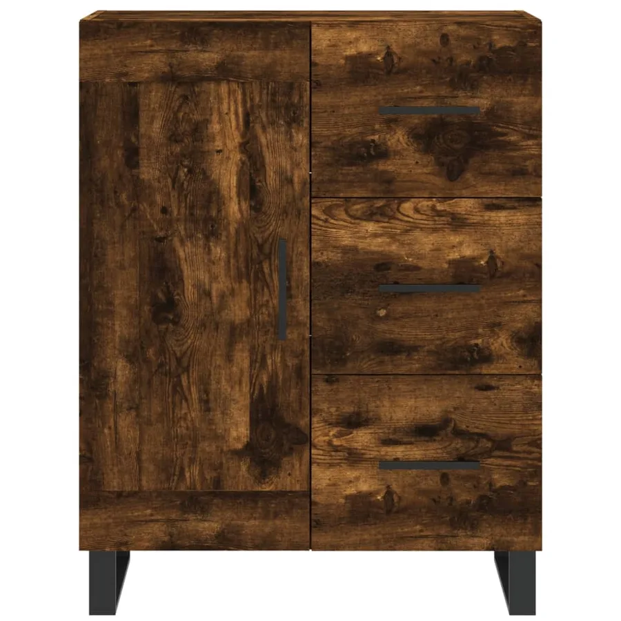 Buffet haut Chêne fumé 69,5x34x180 cm Bois d'ingénierie - 8