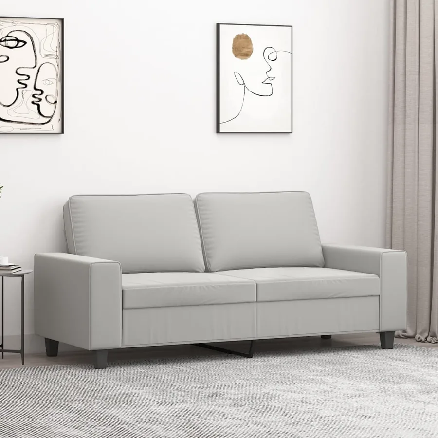 Canapé à 2 places Gris clair 140 cm Tissu microfibre