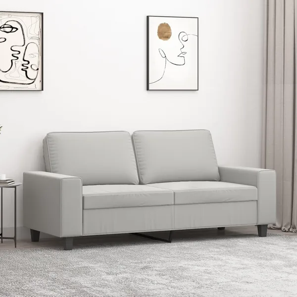 Canapé à 2 places Gris clair 140 cm Tissu microfibre