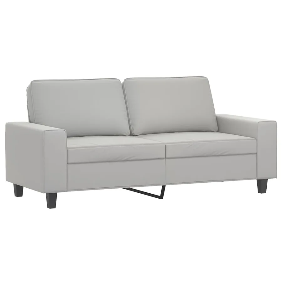 Canapé à 2 places Gris clair 140 cm Tissu microfibre - 2