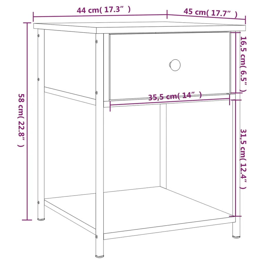 Tables de chevet 2 pcs noir 44x45x58 cm bois d’ingénierie - 12