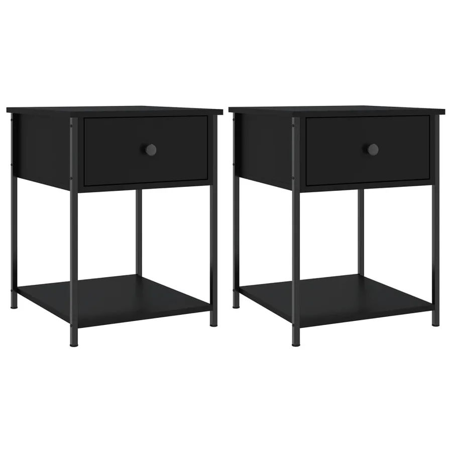 Tables de chevet 2 pcs noir 44x45x58 cm bois d’ingénierie - 2