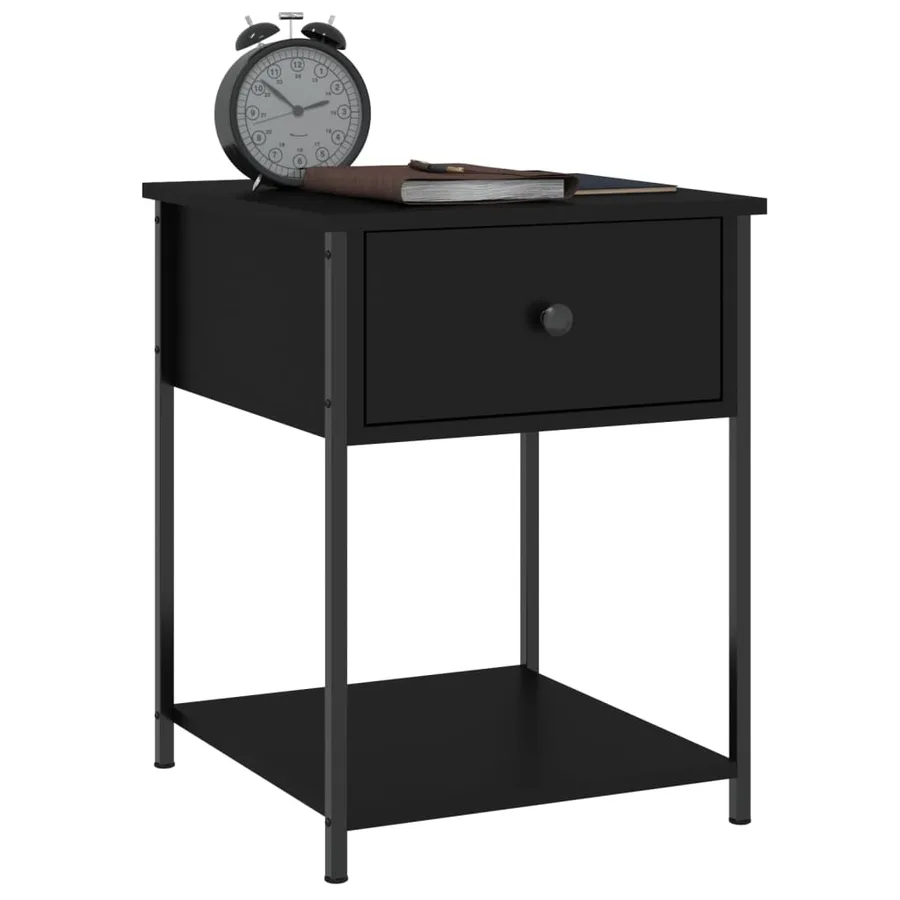 Tables de chevet 2 pcs noir 44x45x58 cm bois d’ingénierie - 4