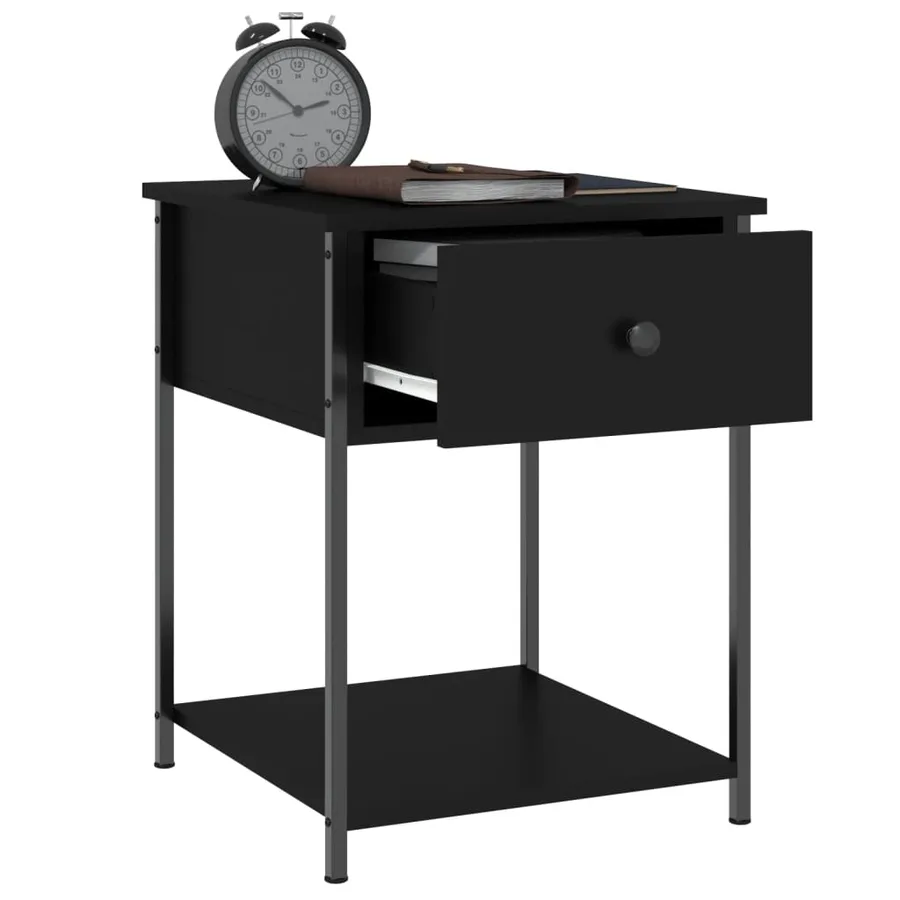 Tables de chevet 2 pcs noir 44x45x58 cm bois d’ingénierie - 5
