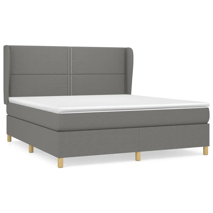 Sommier à lattes de lit avec matelas Gris foncé 180x200cm Tissu - 2