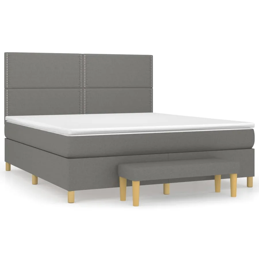 Sommier à lattes de lit avec matelas Gris foncé 180x200cm Tissu - 2