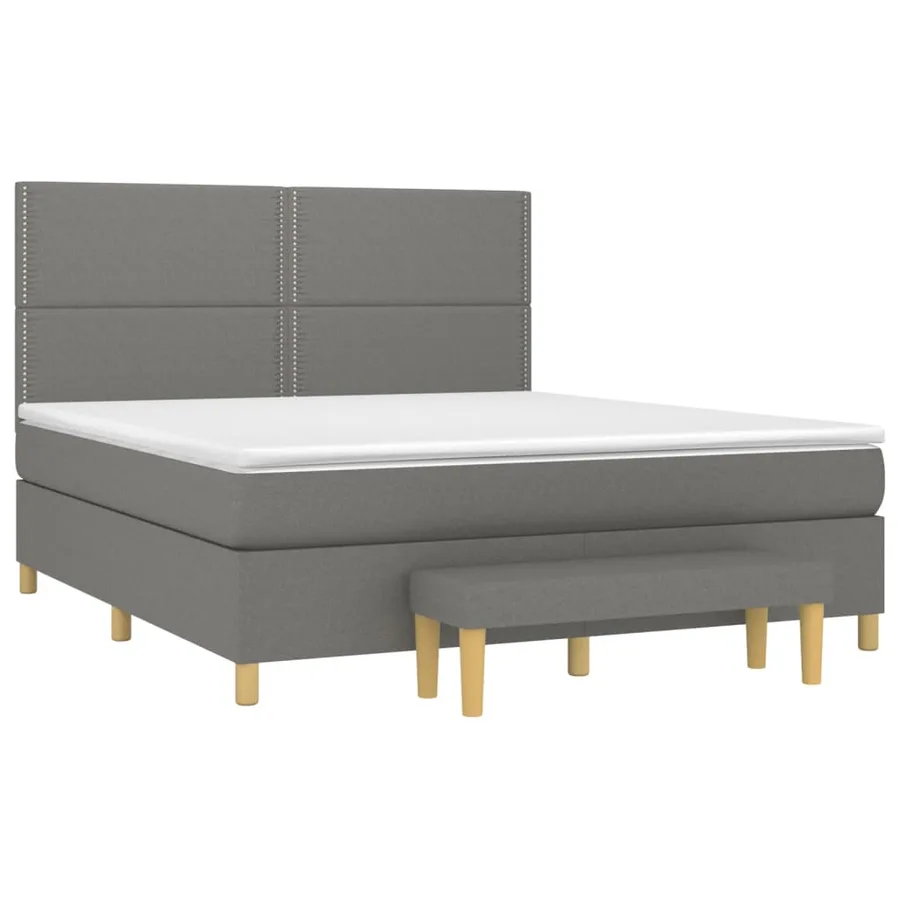 Sommier à lattes de lit avec matelas Gris foncé 180x200cm Tissu - 3