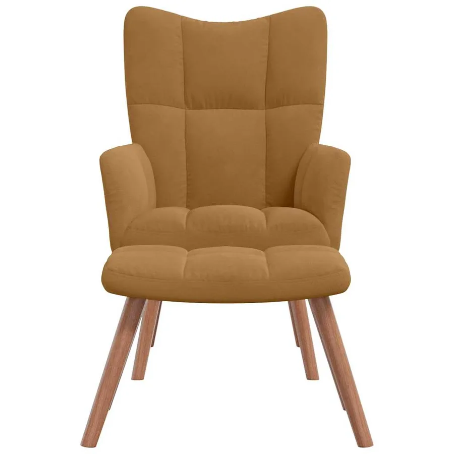 Chaise de relaxation avec repose-pied Marron Velours - 3
