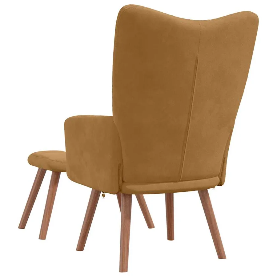 Chaise de relaxation avec repose-pied Marron Velours - 5