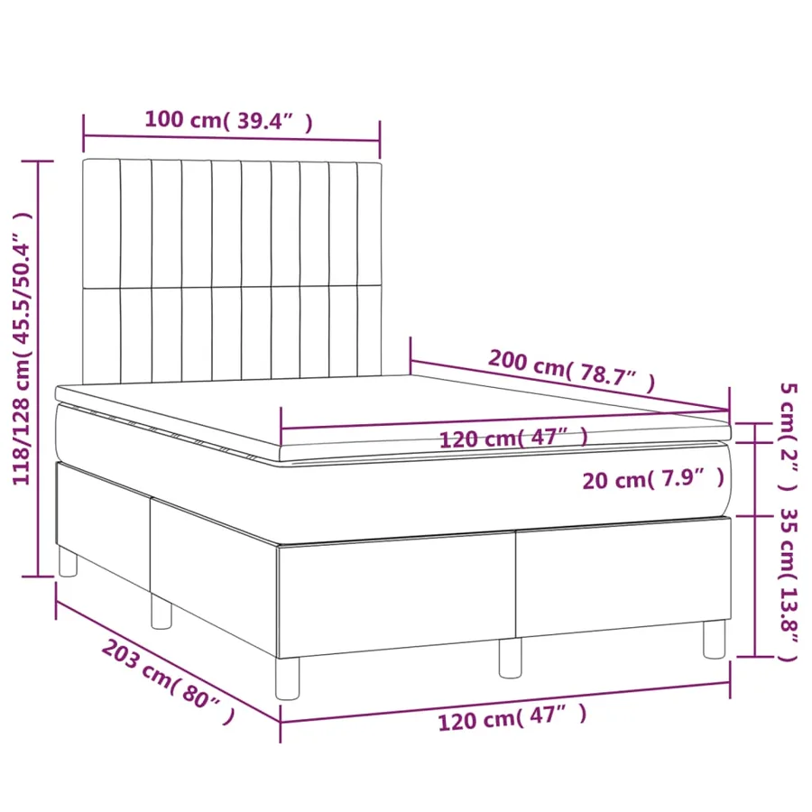Sommier à lattes de lit avec matelas Marron foncé 120x200 cm - 6