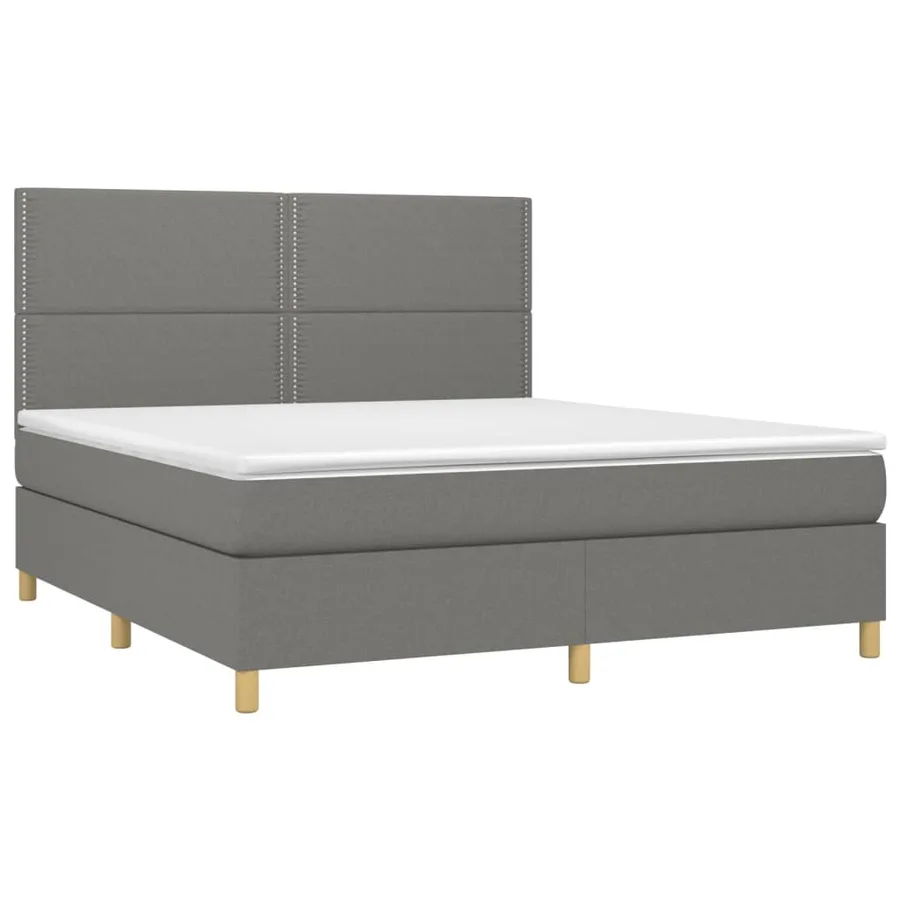Sommier à lattes de lit et matelas et LED Gris foncé 180x200 cm - 3