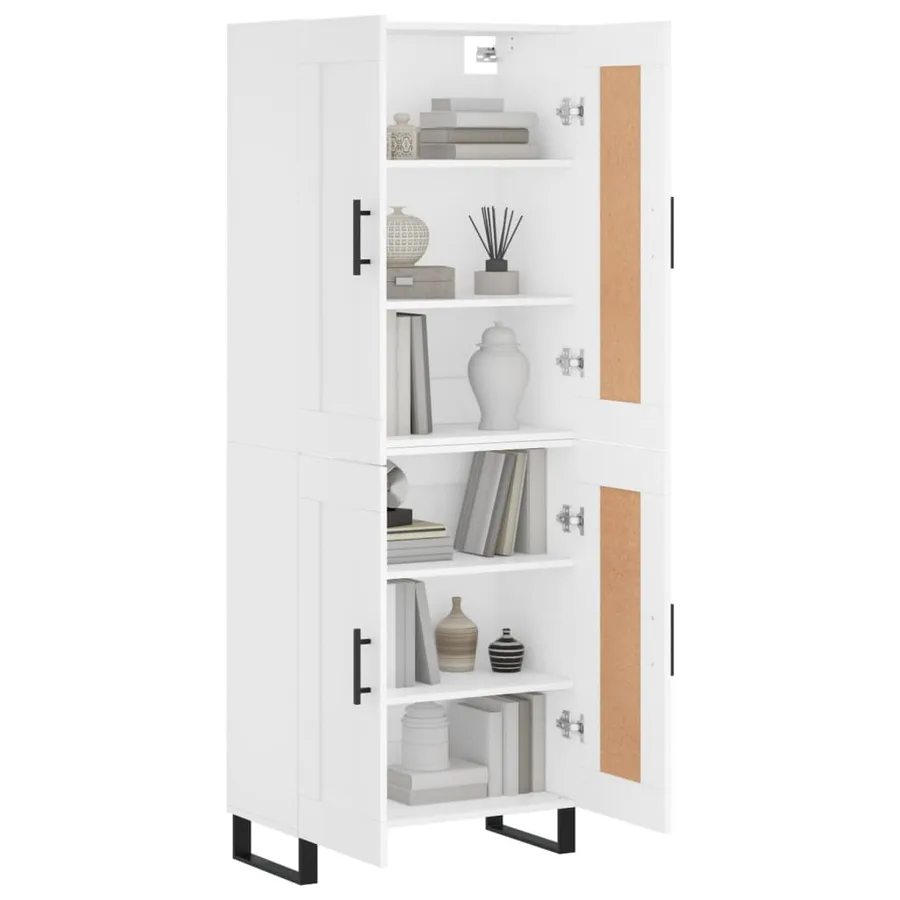 Buffet haut Blanc 69,5x34x180 cm Bois d'ingénierie - 3