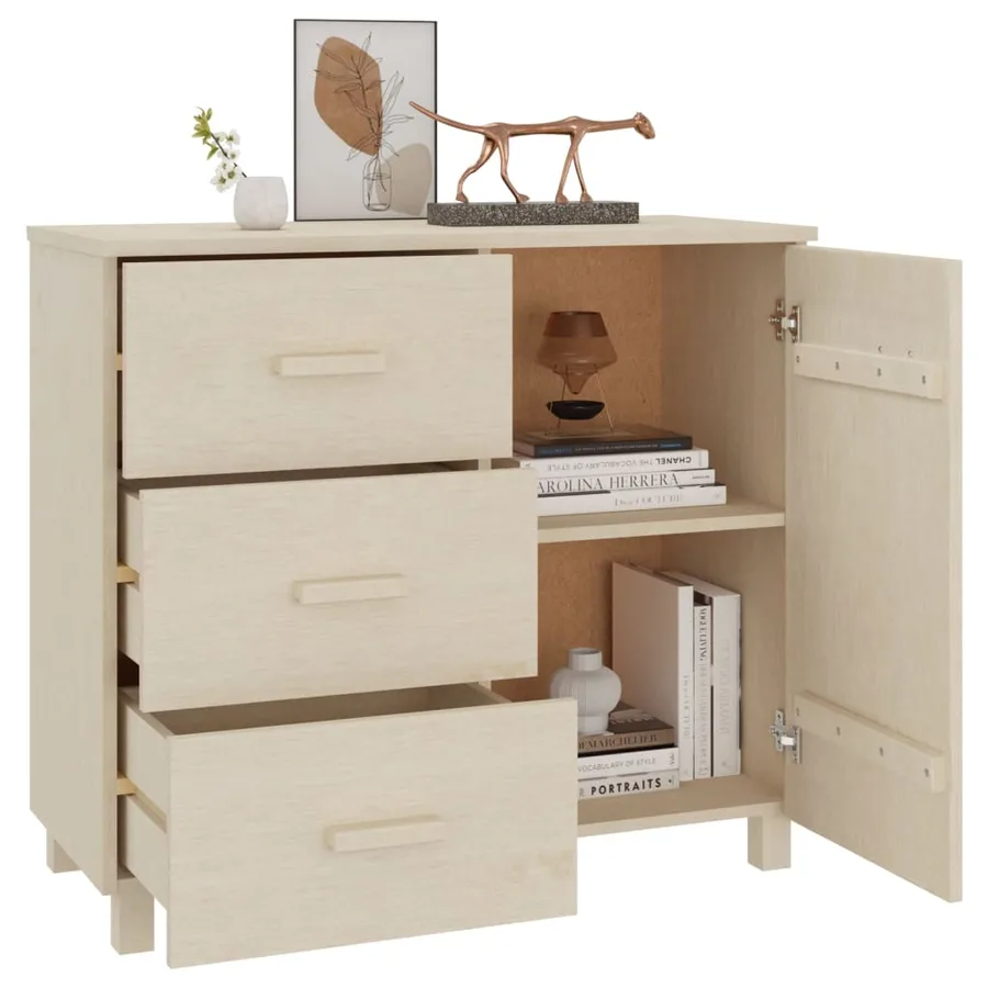 Buffet HAMAR Marron miel 90x40x80 cm Bois massif de pin - 6