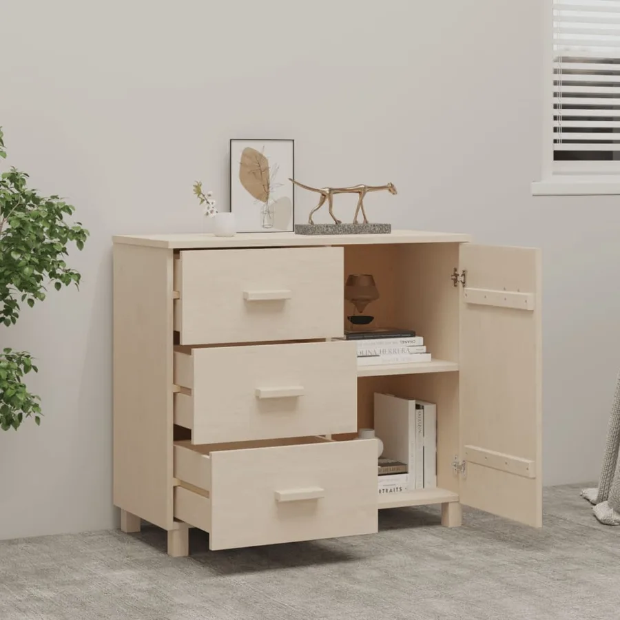 Buffet HAMAR Marron miel 90x40x80 cm Bois massif de pin - 7