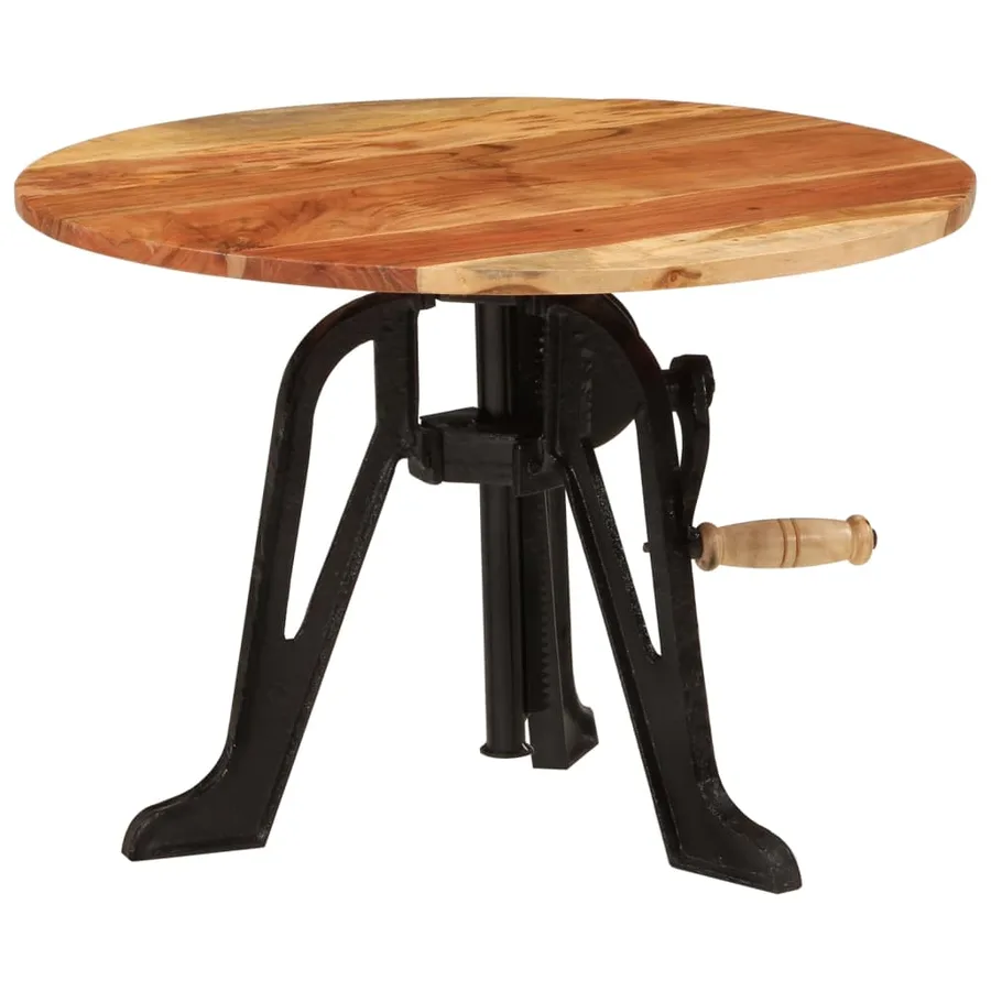 Table d'appoint 60x(42-62) cm Bois massif d'acacia et fonte - 11