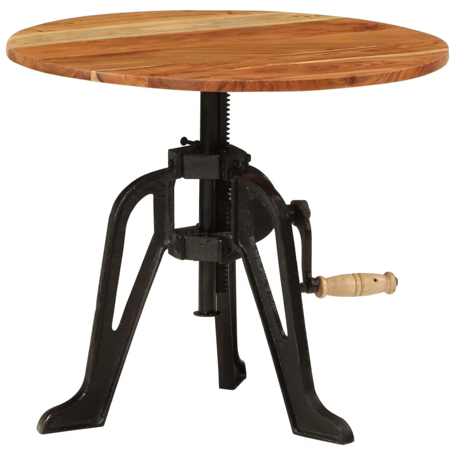 Table d'appoint 60x(42-62) cm Bois massif d'acacia et fonte - 7