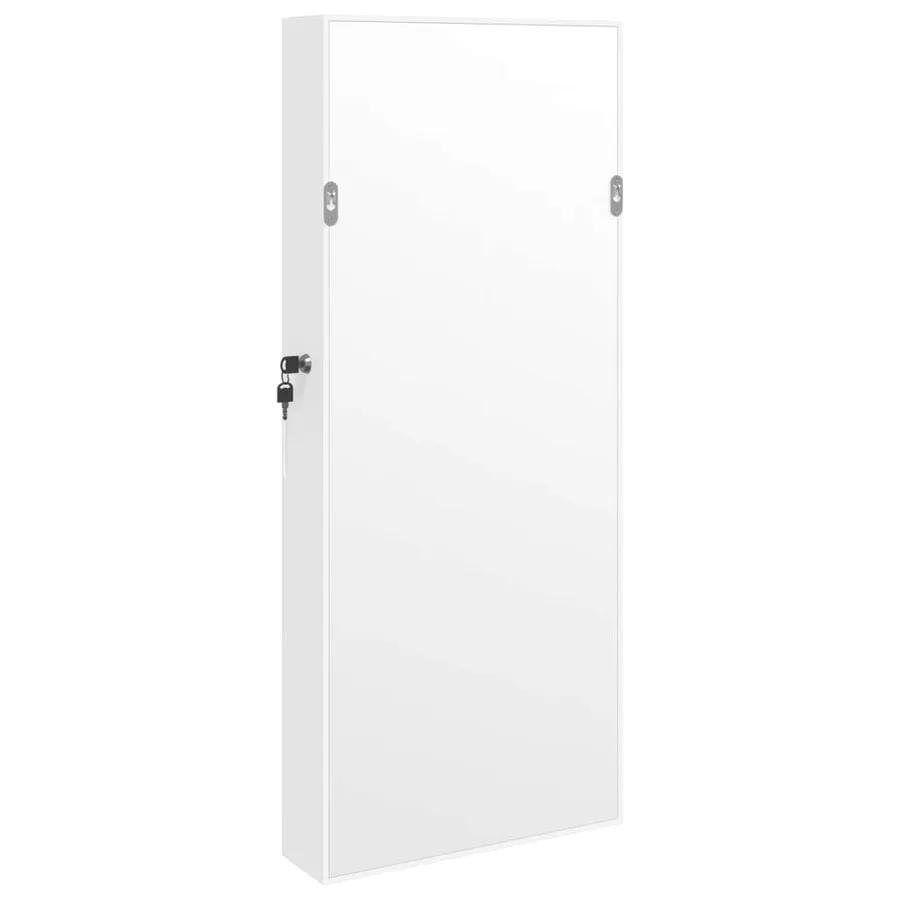 Armoire à bijoux avec miroir murale blanc 37,5x10x90 cm - 7