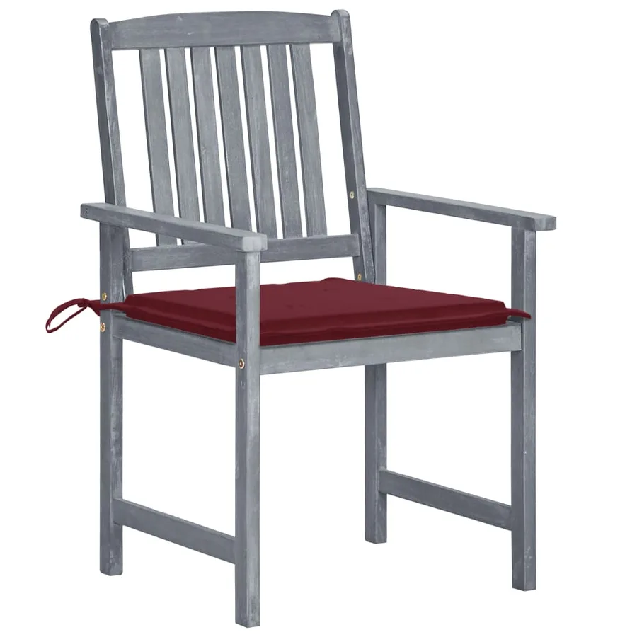 Chaises de jardin et coussins lot de 8 Bois acacia solide Gris - 2