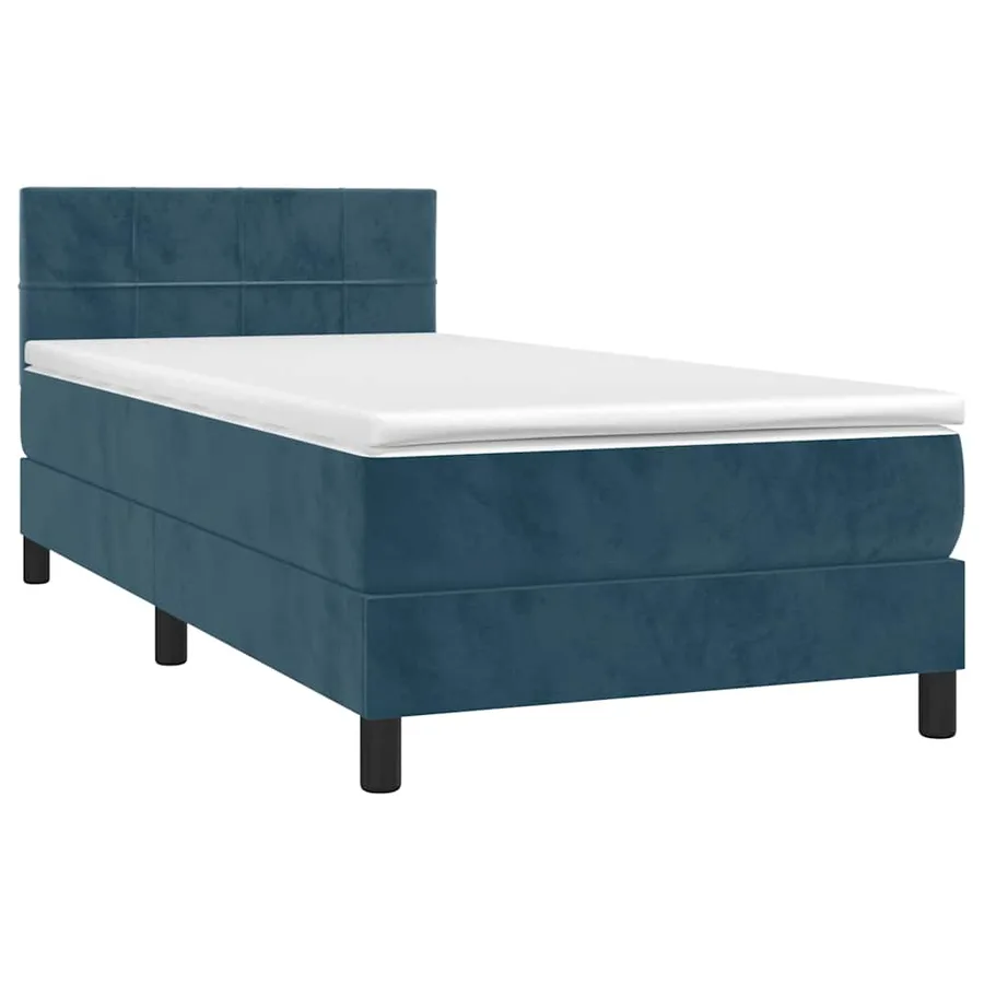 Sommier à lattes de lit et matelas et LED Bleu foncé 90x190 cm - 4