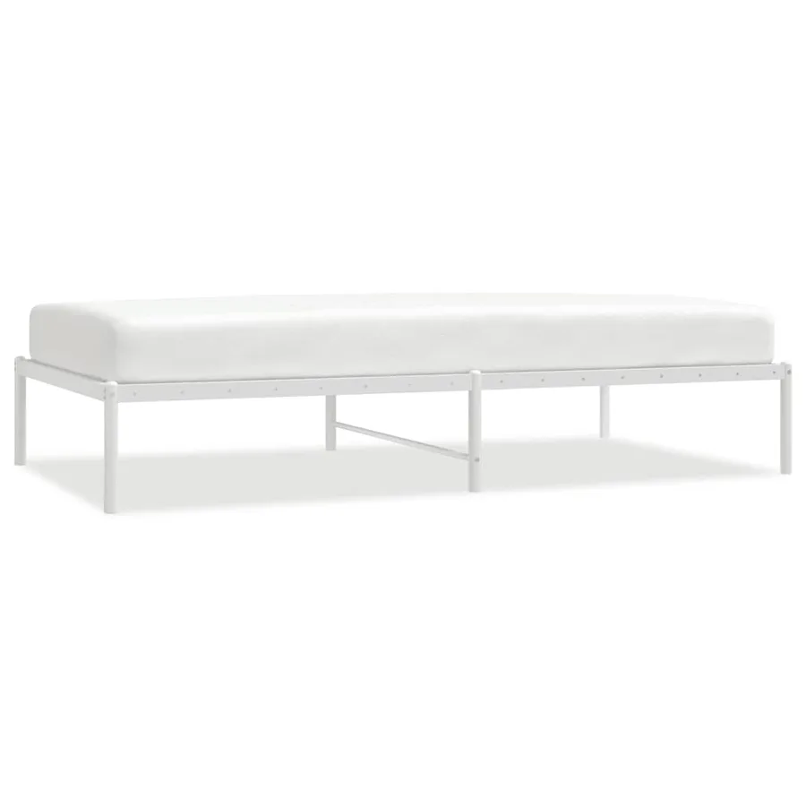 Cadre de lit métal sans matelas blanc 100x190 cm - 2