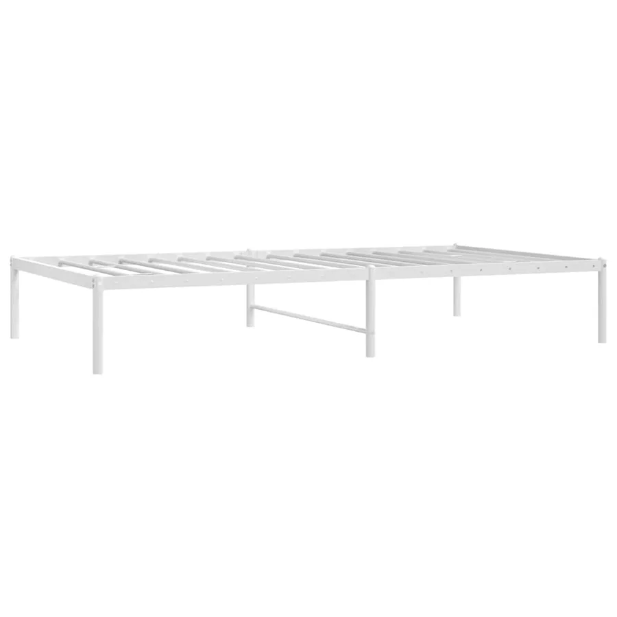 Cadre de lit métal sans matelas blanc 100x190 cm - 4