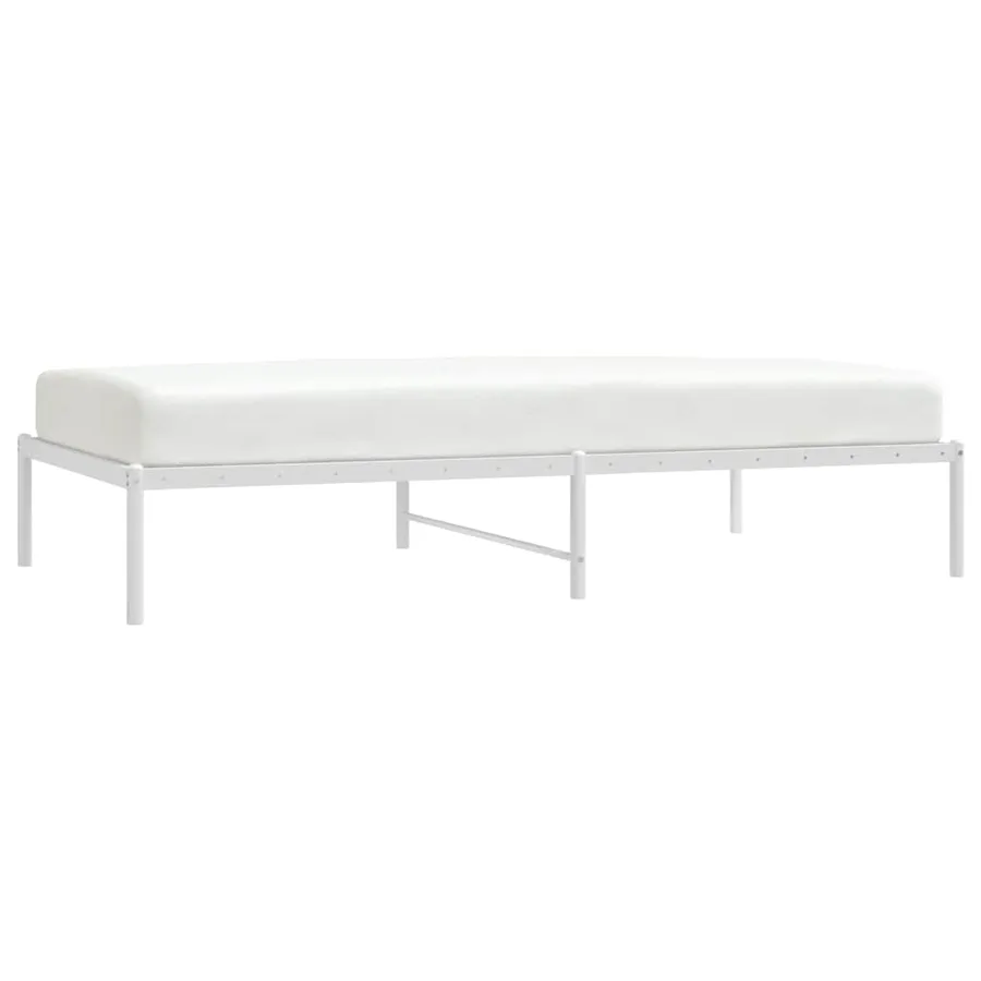 Cadre de lit métal sans matelas blanc 100x190 cm - 5