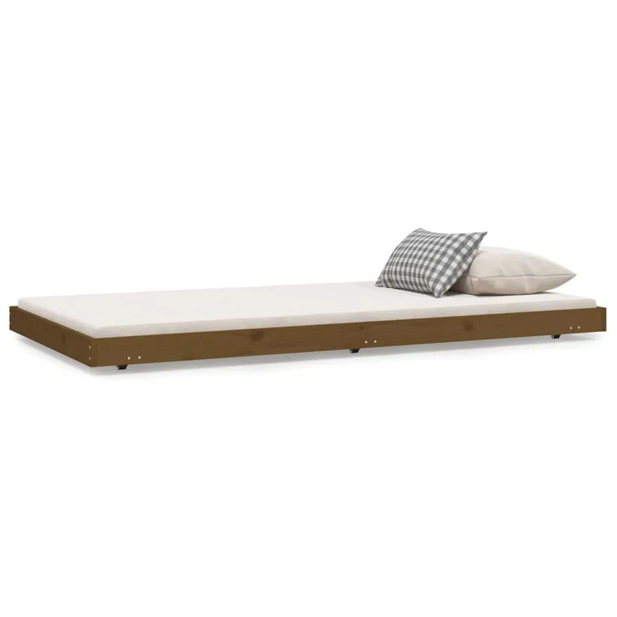 Cadre de lit sans matelas marron miel 100x200cm bois pin massif - 2