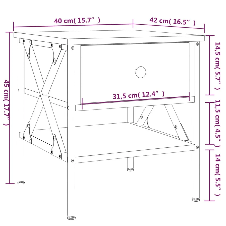 Table de chevet chêne sonoma 40x42x45 cm bois d'ingénierie - 11
