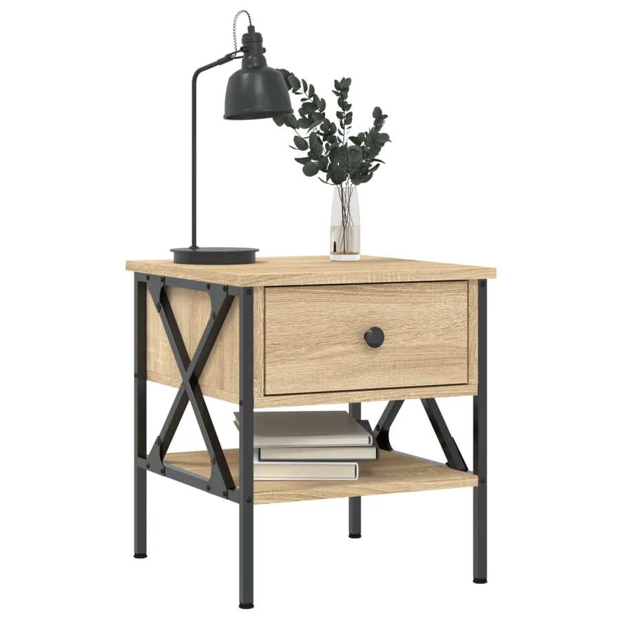 Table de chevet chêne sonoma 40x42x45 cm bois d'ingénierie - 3