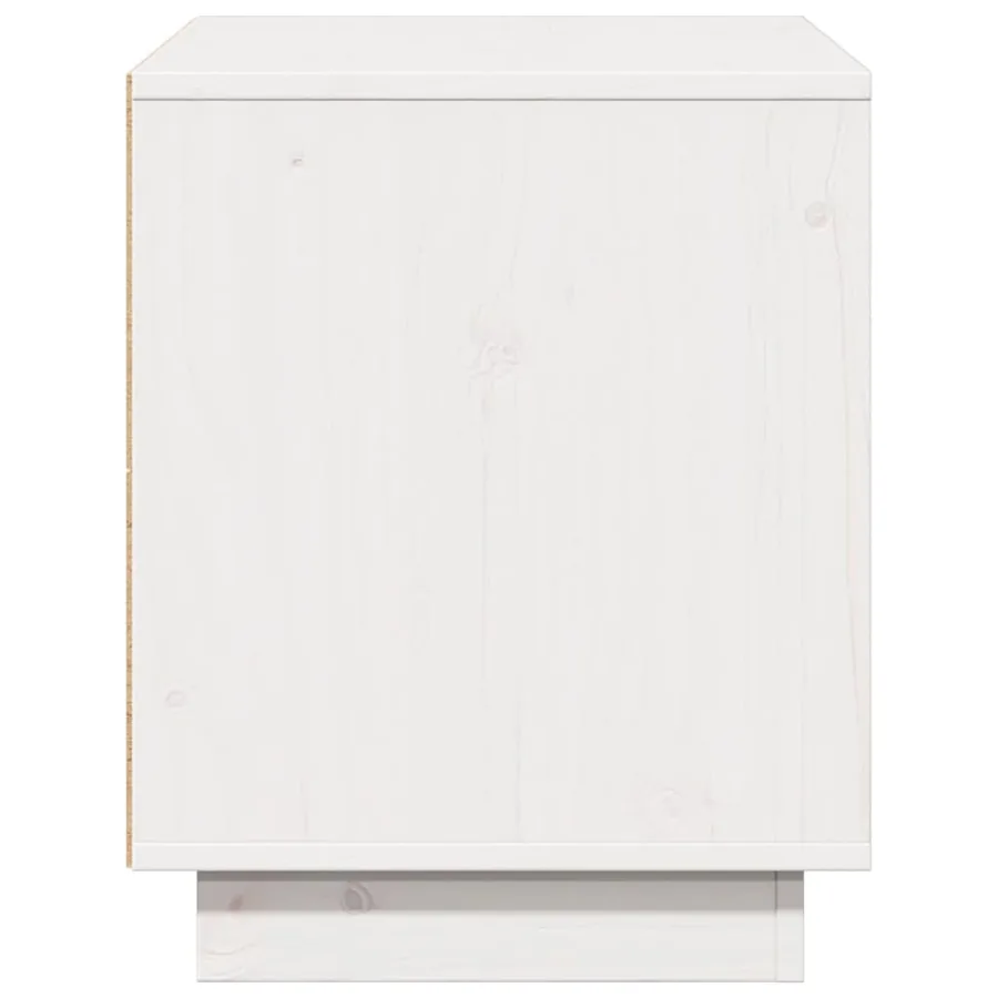Meuble TV Blanc 74x35x44 cm Bois de pin massif - 6