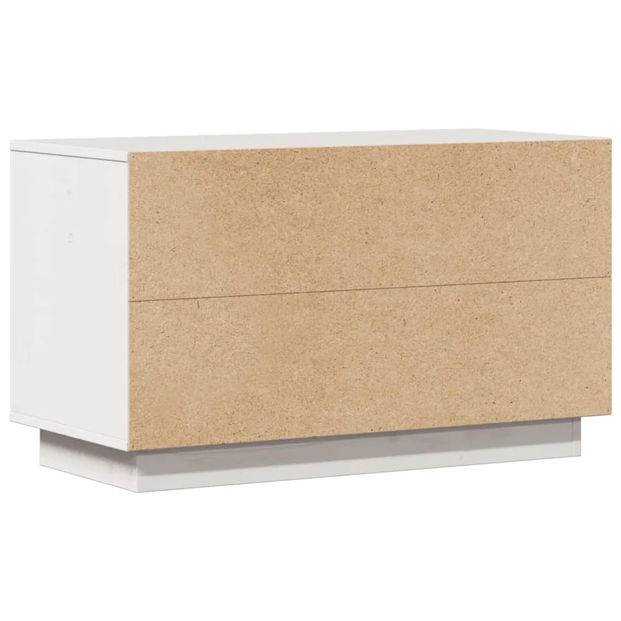 Meuble TV Blanc 74x35x44 cm Bois de pin massif - 7