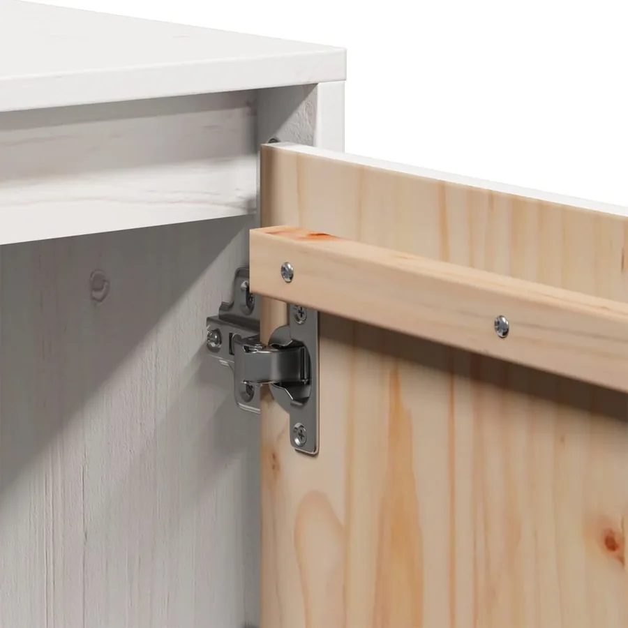 Meuble TV Blanc 74x35x44 cm Bois de pin massif - 9