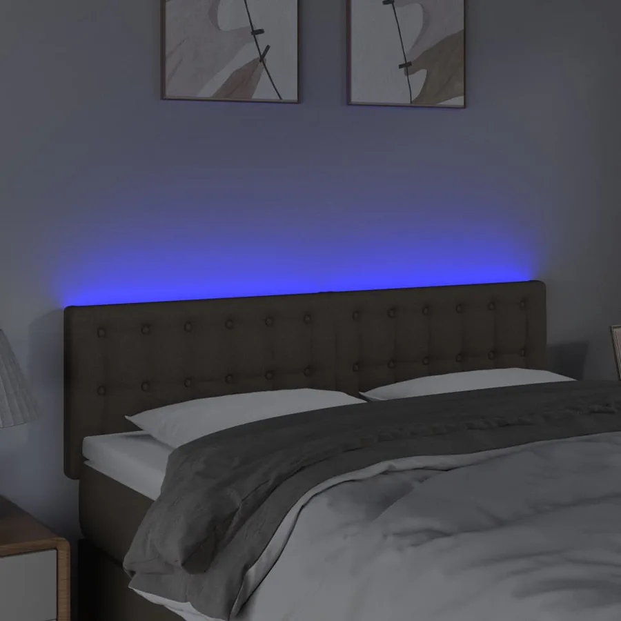 Tête de lit à LED Taupe 144x5x78/88 cm Tissu - 3