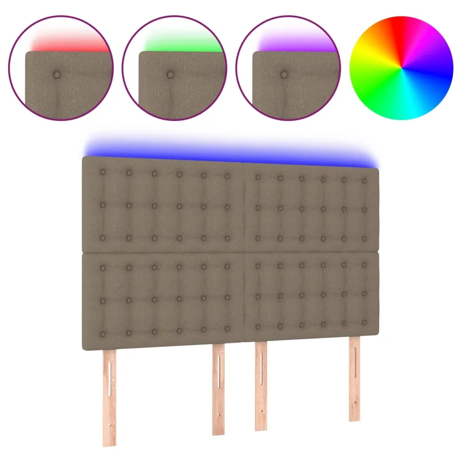 Tête de lit à LED Taupe 144x5x118/128 cm Tissu - 2