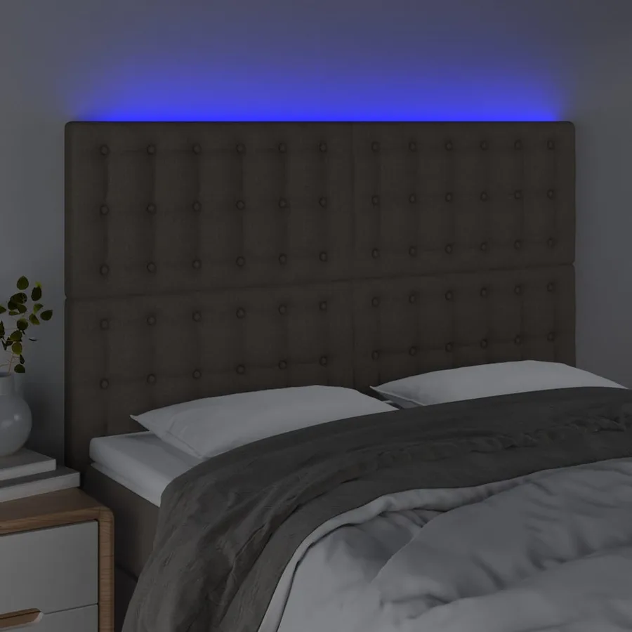Tête de lit à LED Taupe 144x5x118/128 cm Tissu - 3