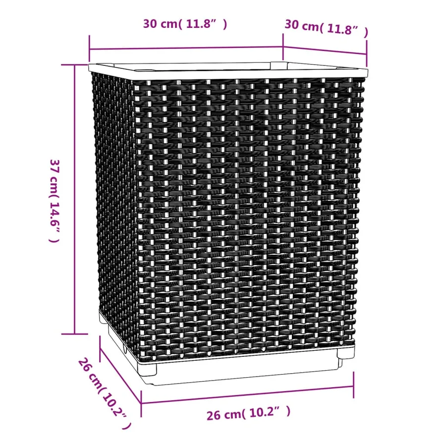 Jardinières 2 pcs noir 30x30x37 cm polypropylène - 8
