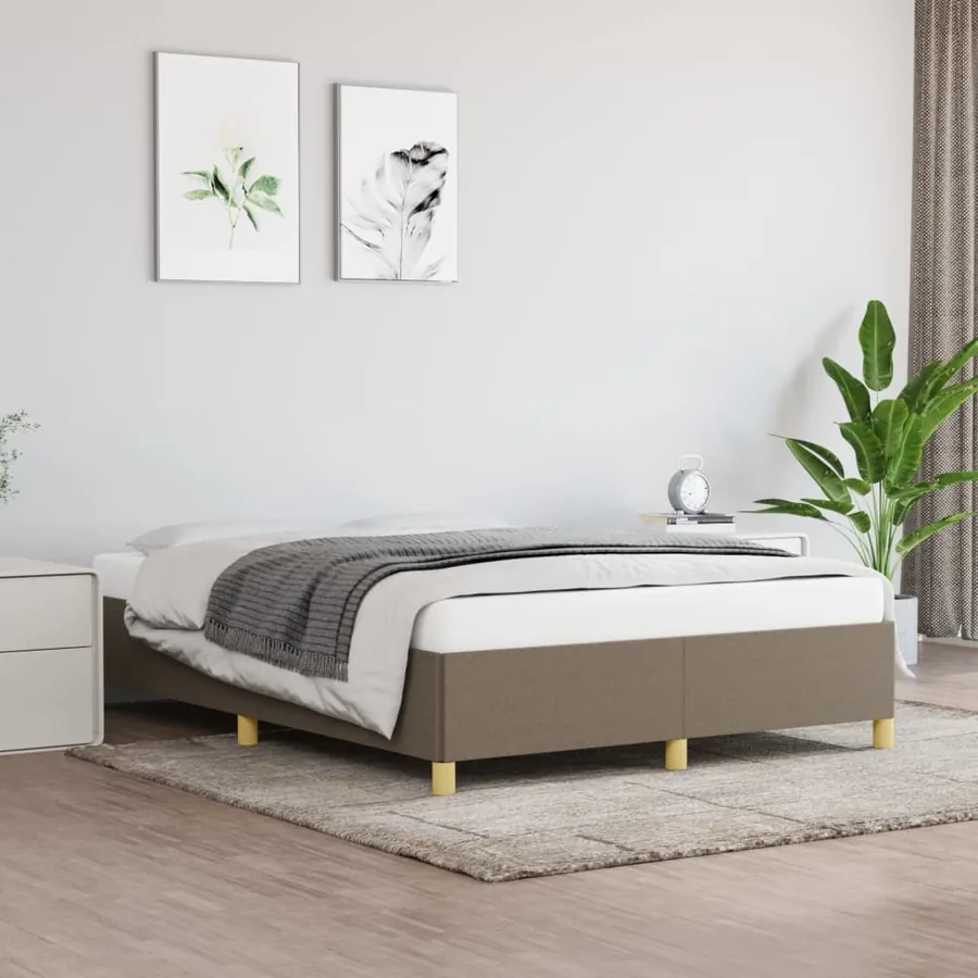Cadre de lit sans matelas taupe 140x200 cm tissu