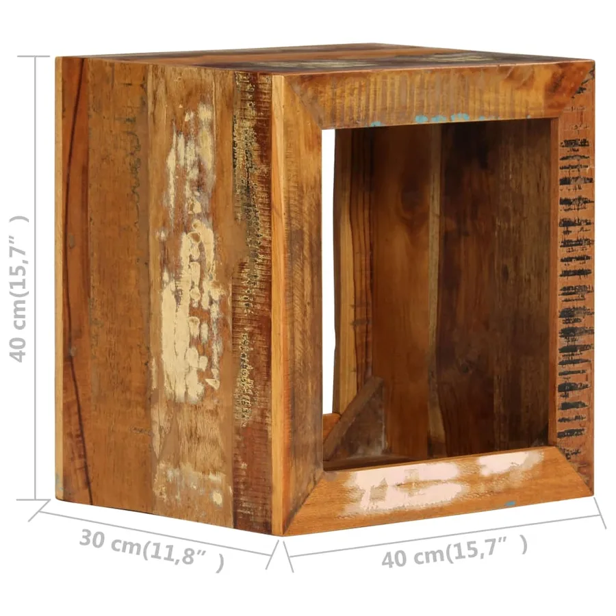 Tabouret 40x30x40 cm Bois de récupération solide - 8