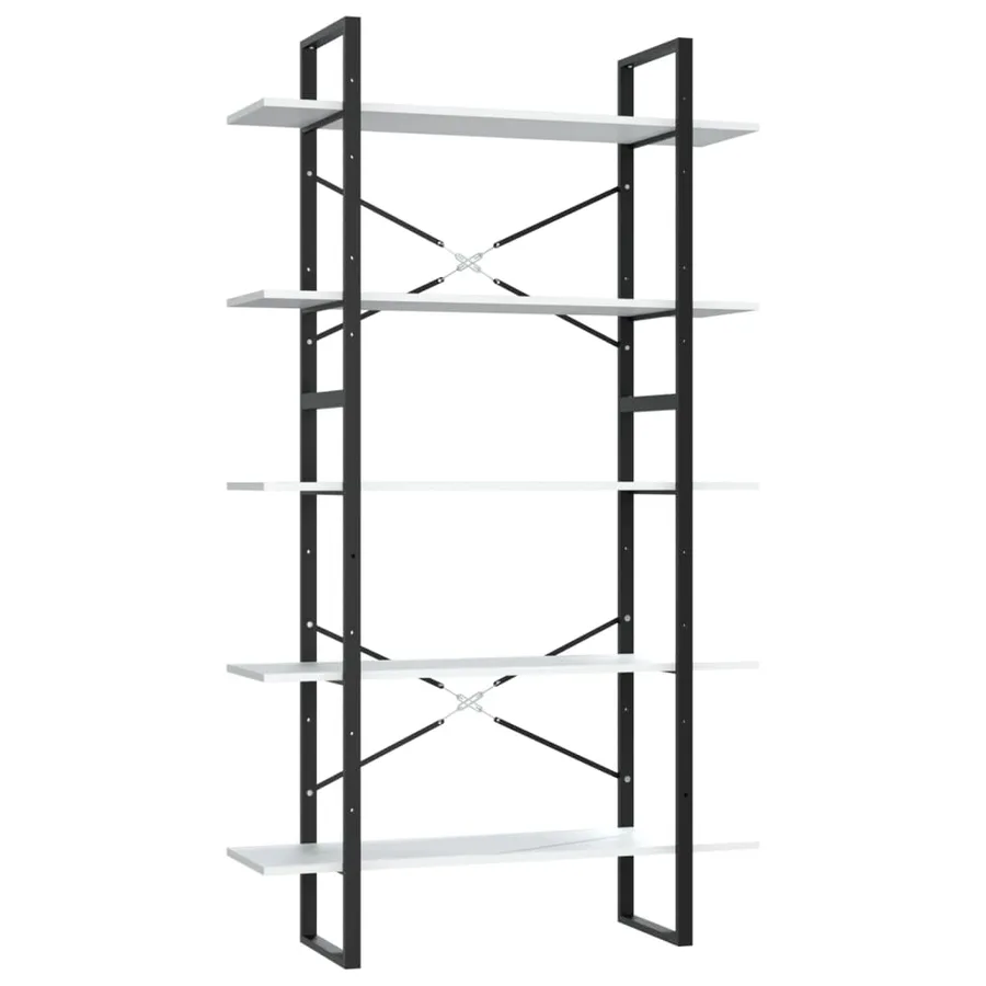 Bibliothèque à 5 niveaux Blanc 100x30x175 cm Bois d'ingénierie - 2