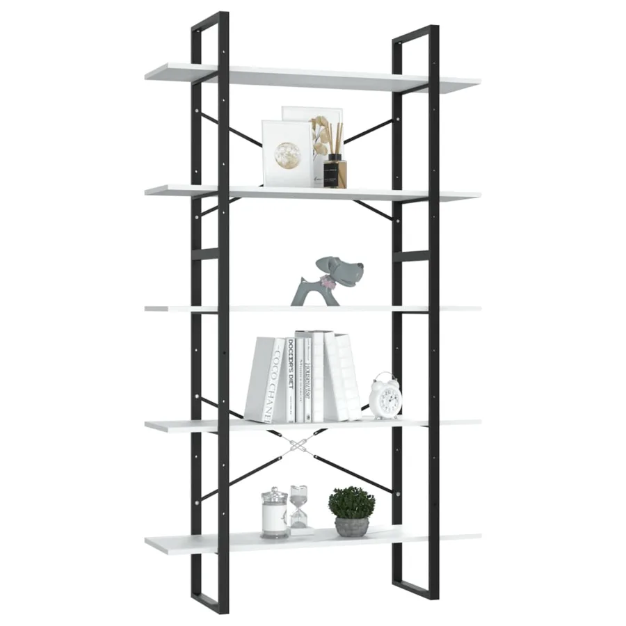 Bibliothèque à 5 niveaux Blanc 100x30x175 cm Bois d'ingénierie - 3