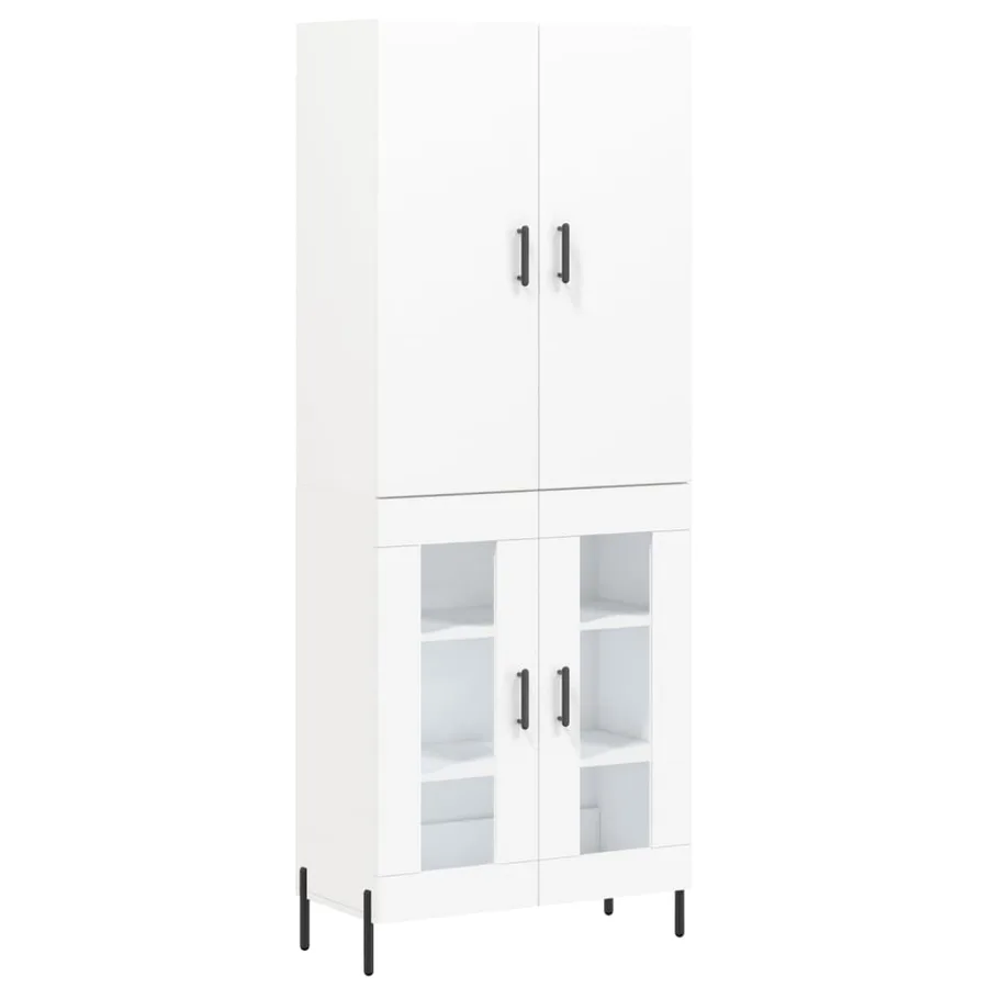Buffet haut Blanc 69,5x34x180 cm Bois d'ingénierie - 2