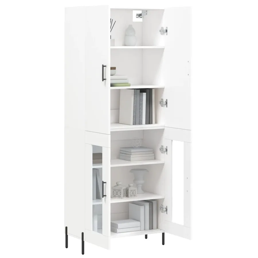 Buffet haut Blanc 69,5x34x180 cm Bois d'ingénierie - 3