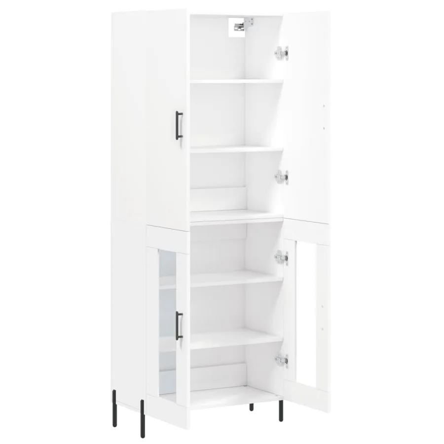 Buffet haut Blanc 69,5x34x180 cm Bois d'ingénierie - 4