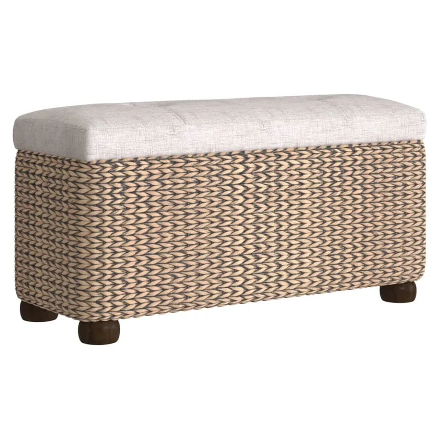 Bancs de rangement lot de 2 avec coussin gris 69 cm quenouille - 3