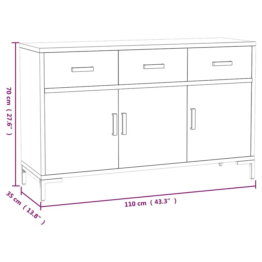 Buffet Marron 110x35x70 cm Bois de pin massif - 7