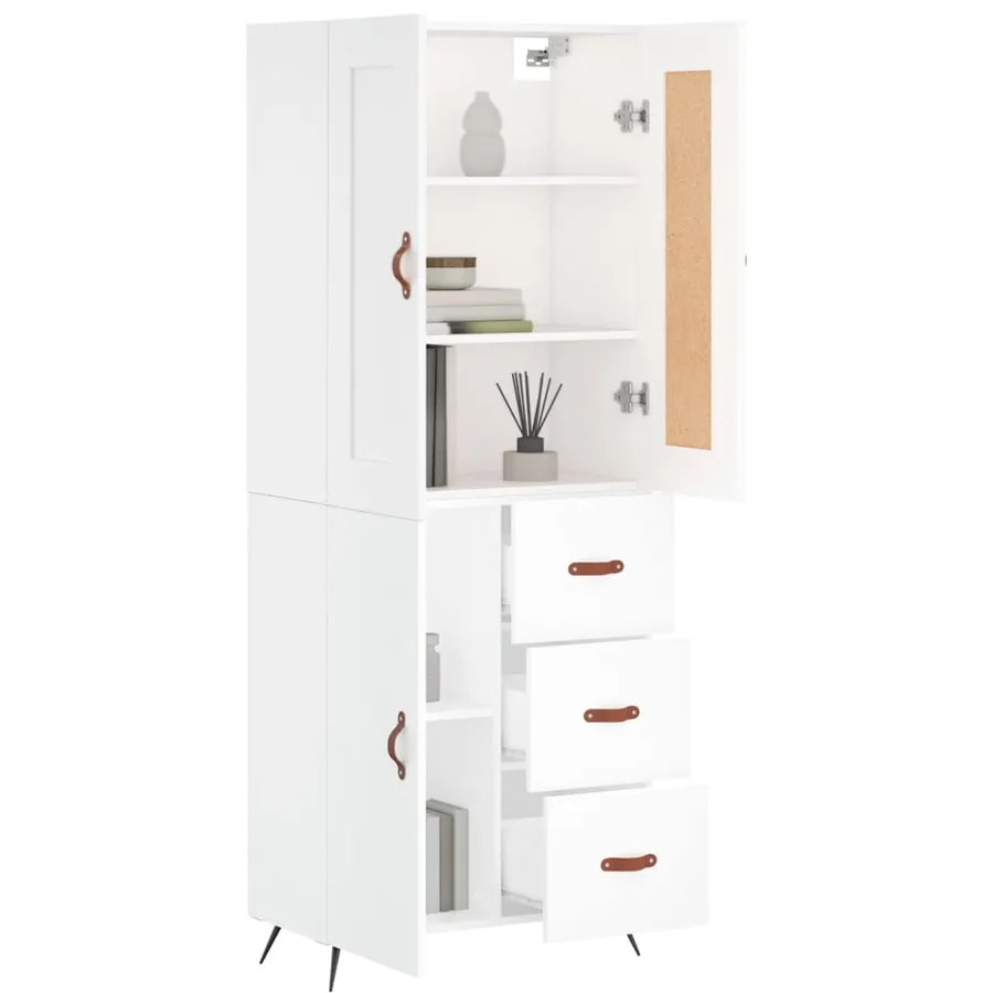 Buffet haut Blanc 69,5x34x180 cm Bois d'ingénierie - 12