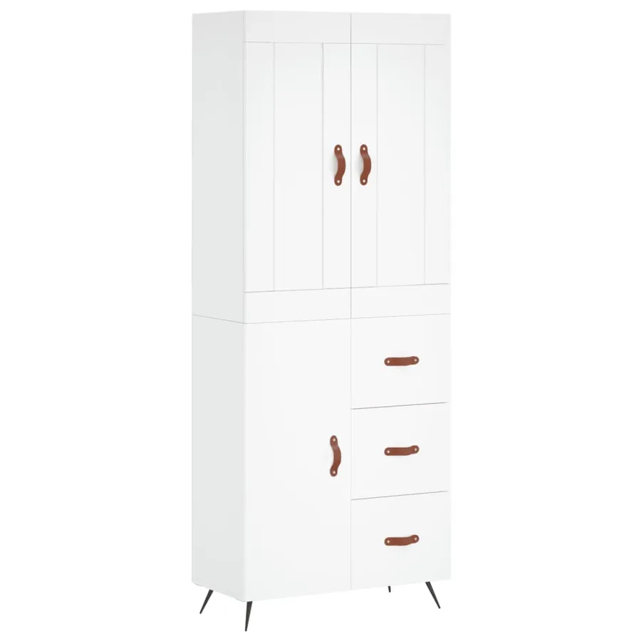 Buffet haut Blanc 69,5x34x180 cm Bois d'ingénierie - 2
