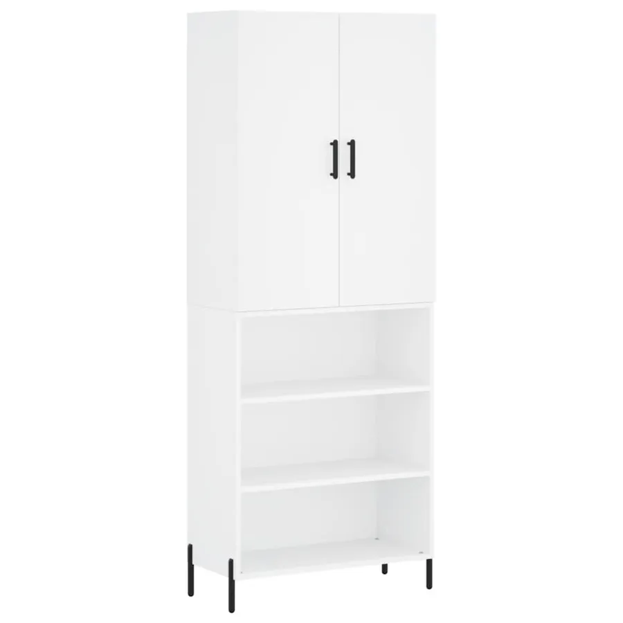 Buffet haut Blanc 69,5x34x180 cm Bois d'ingénierie - 2